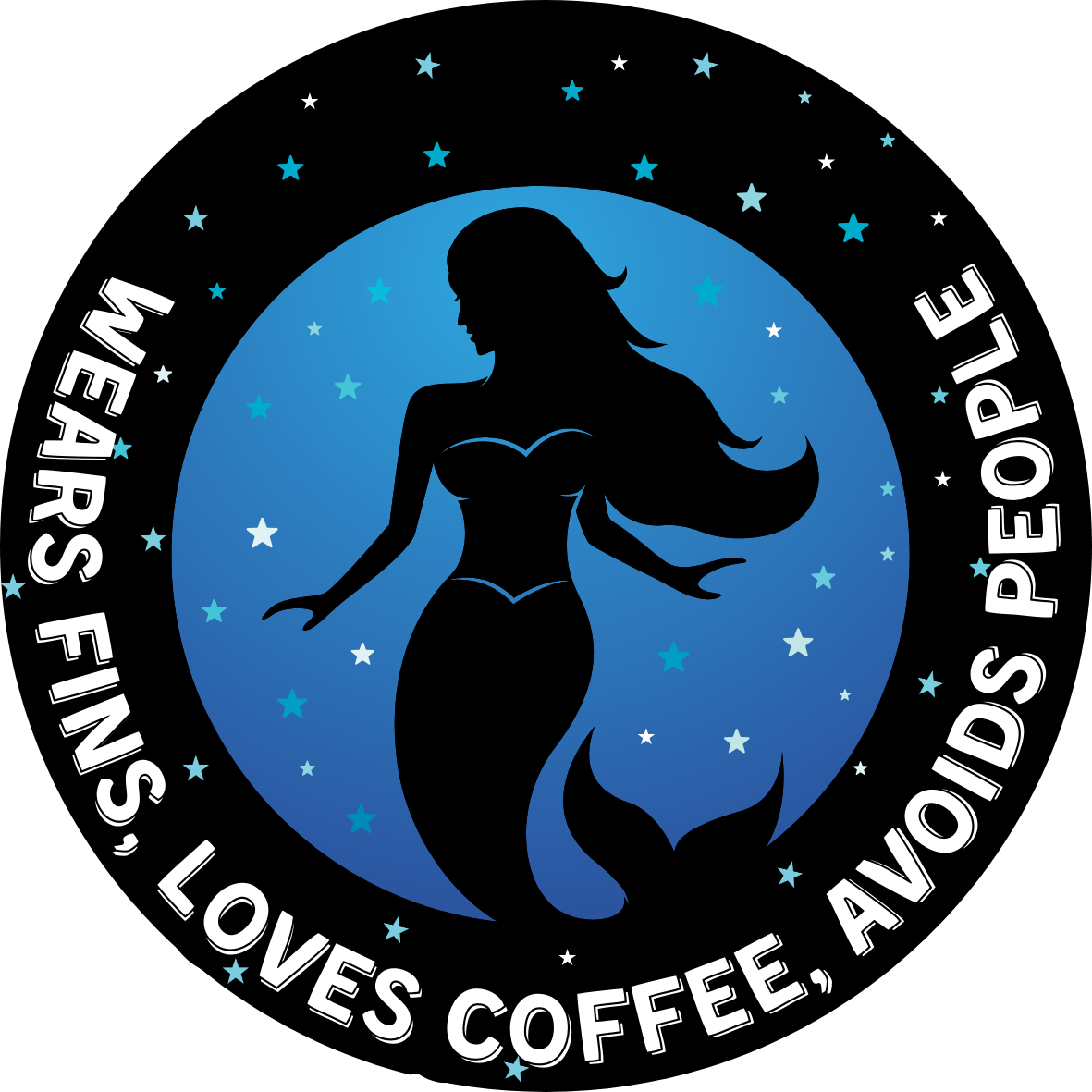 Car Window Sticker - Wears Fins, Loves Coffee, Avoids People