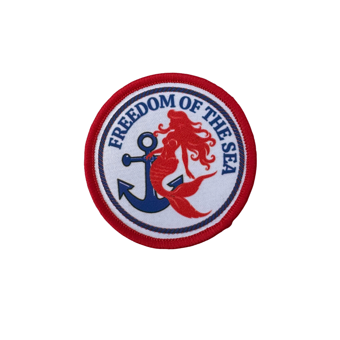 Freedom of The Sea Sew On Patch Red Border 6cm