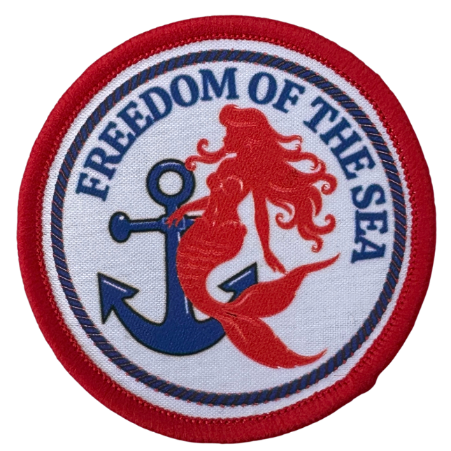 Freedom of The Sea Sew On Patch Red Border 7cm