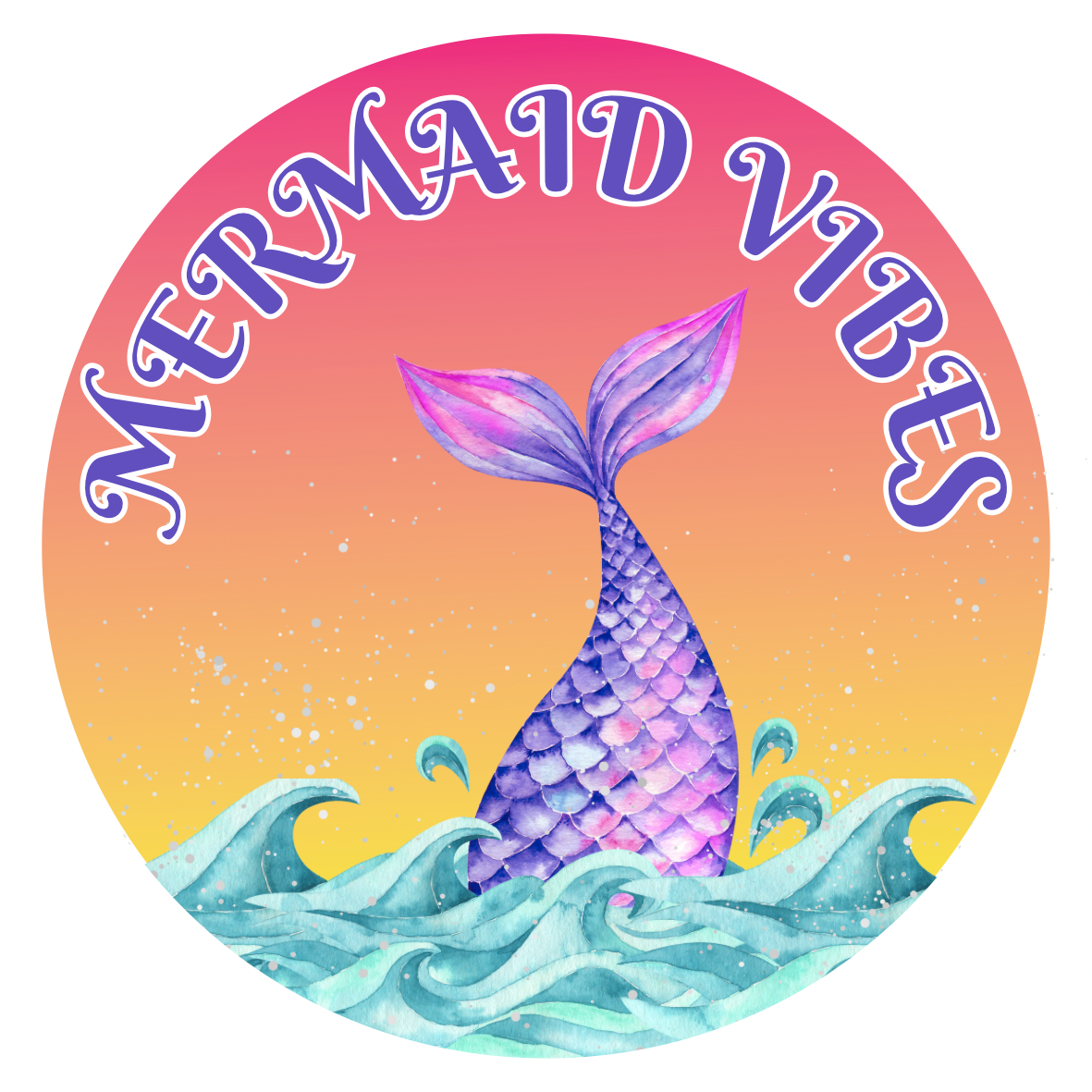 Car Window Sticker - Mermaid Vibes White Border