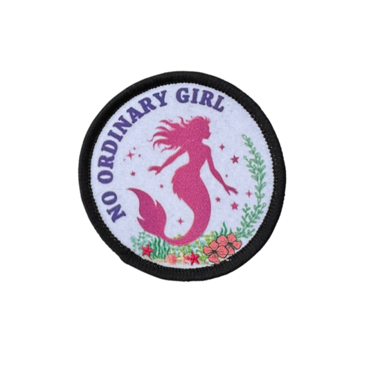 No Ordinary Girl Sew On Patch Black Border 6cm