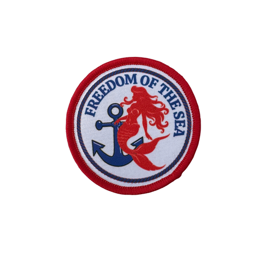 Freedom of The Sea Sew On Patch Red Border 6cm