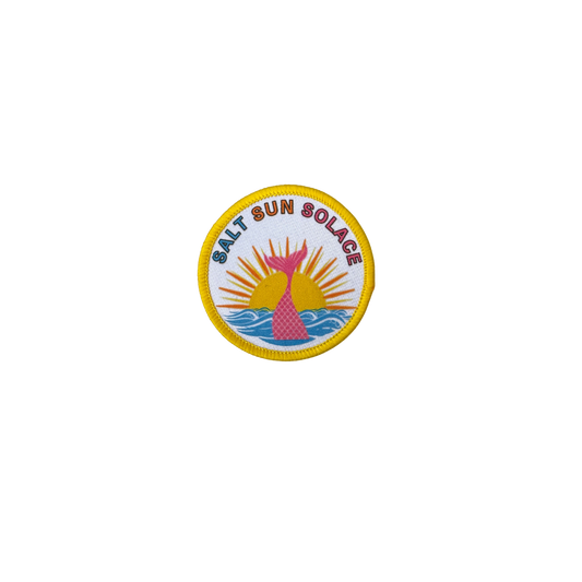 Salt Sun Solace Sew On Patch Yellow Border 6cm